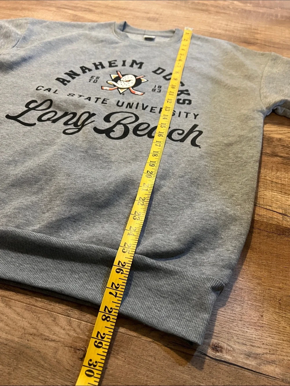 Cal State Long Beach Anaheim Ducks Gray Crewneck Sweatshirt